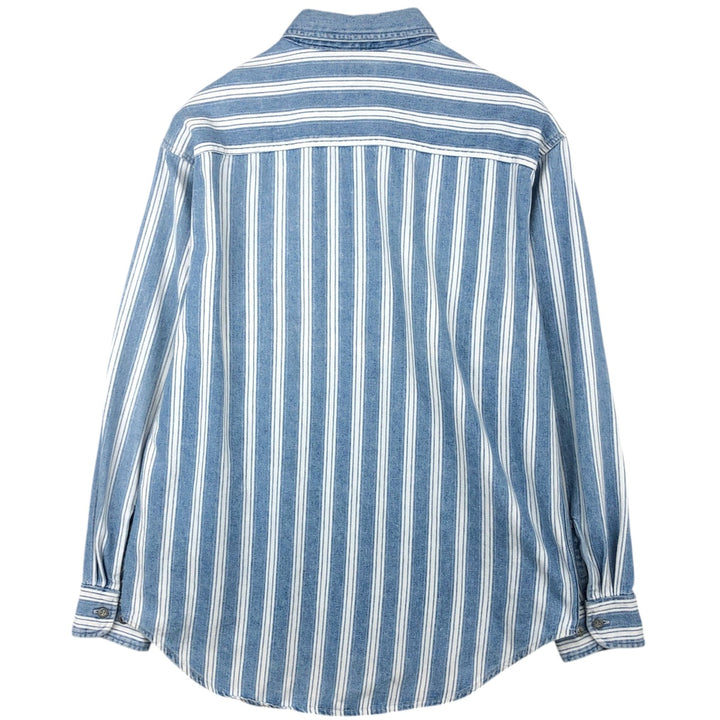 90'S GAP DENIM Old GAP Stripe Pattern Long Sleeve Denim Shirt Men's Size M (Equivalent) Vintage cotton Blue type light blue Vintage Second Hand