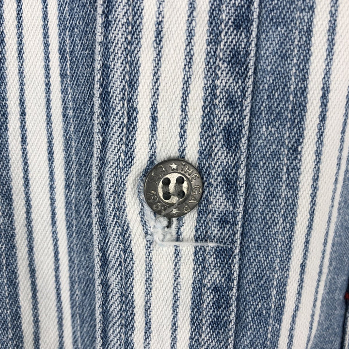 90'S GAP DENIM Old GAP Stripe Pattern Long Sleeve Denim Shirt Men's Size M (Equivalent) Vintage cotton Blue type light blue Vintage Second Hand