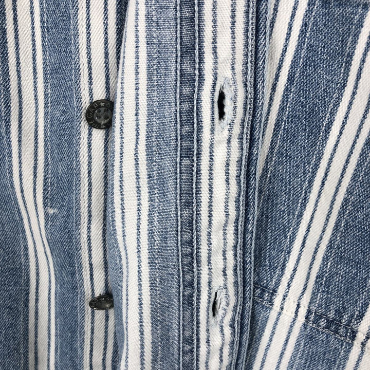 90'S GAP DENIM Old GAP Stripe Pattern Long Sleeve Denim Shirt Men's Size M (Equivalent) Vintage cotton Blue type light blue Vintage Second Hand