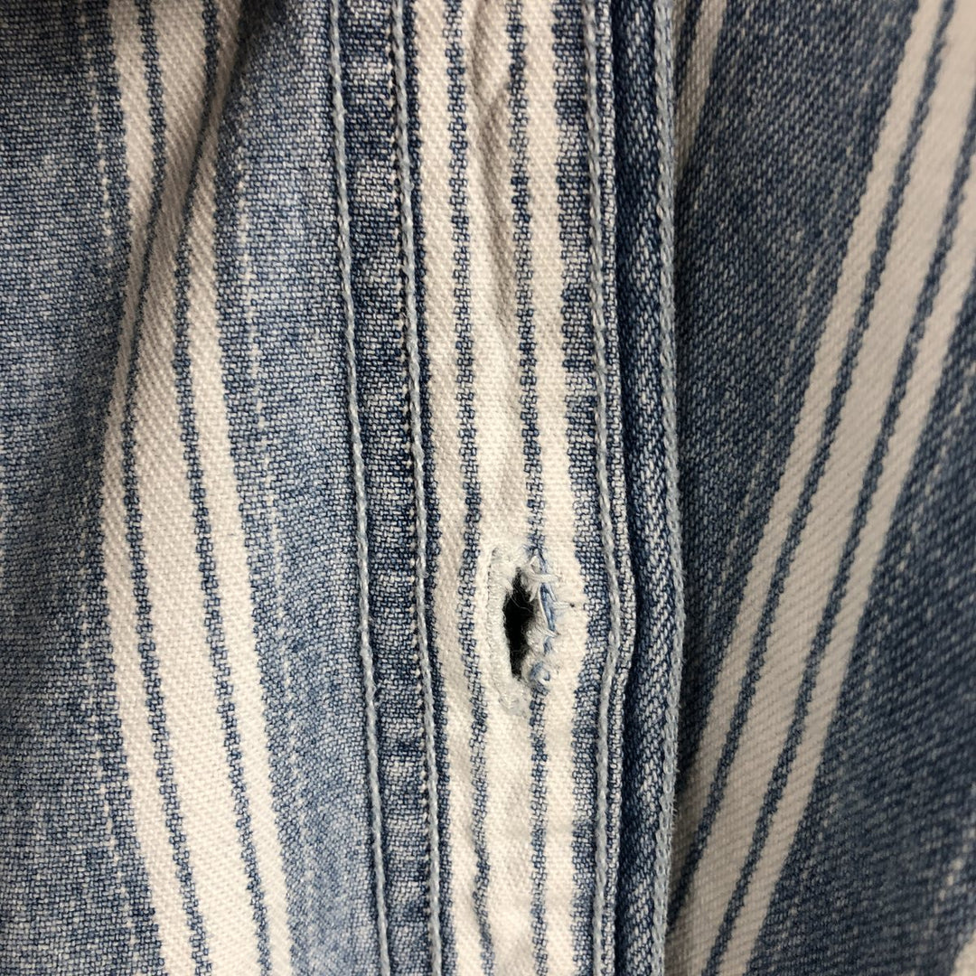 90'S GAP DENIM Old GAP Stripe Pattern Long Sleeve Denim Shirt Men's Size M (Equivalent) Vintage cotton Blue type light blue Vintage Second Hand