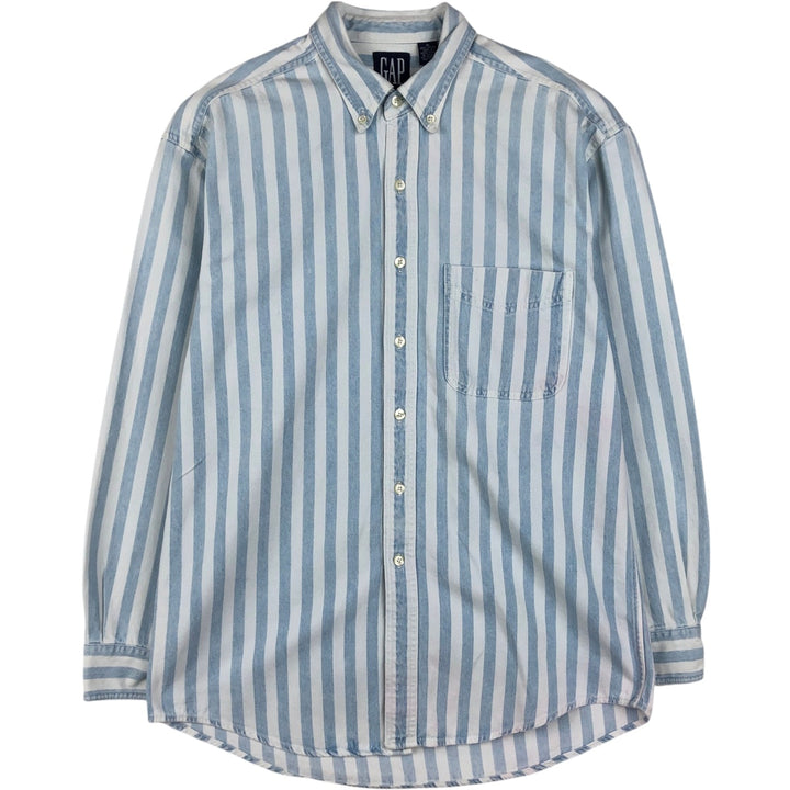 90'S GAP Old Gap Stripe Pattern Long-Sleeve Denim Shirt, Men's Size M (Equivalent) Vintage cotton Blue type light blue Vintage Second Hand