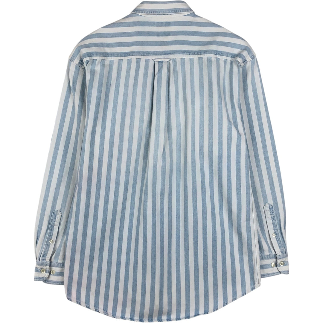 90'S GAP Old Gap Stripe Pattern Long-Sleeve Denim Shirt, Men's Size M (Equivalent) Vintage cotton Blue type light blue Vintage Second Hand