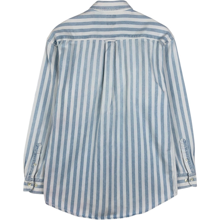 90'S GAP Old Gap Stripe Pattern Long-Sleeve Denim Shirt, Men's Size M (Equivalent) Vintage cotton Blue type light blue Vintage Second Hand