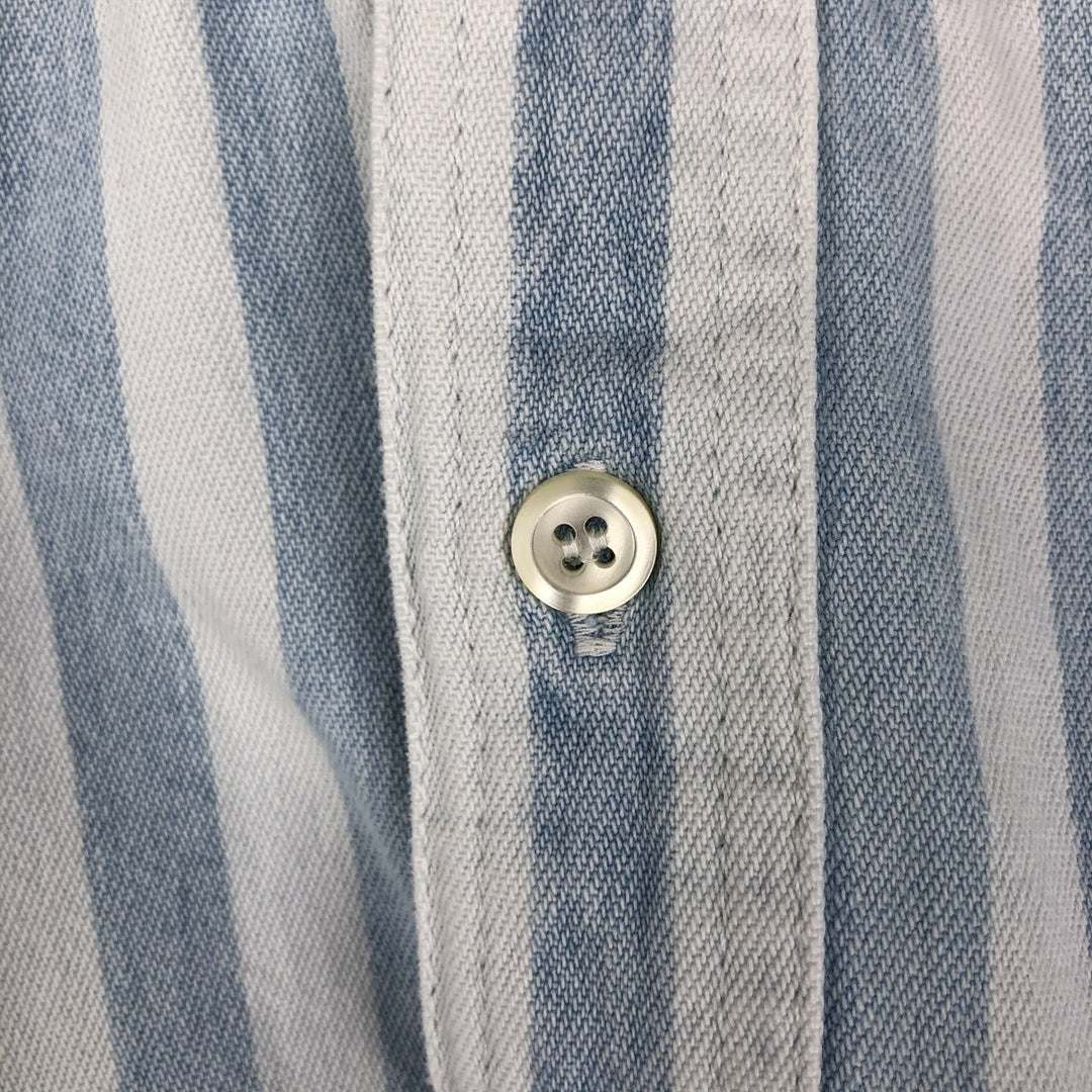 90'S GAP Old Gap Stripe Pattern Long-Sleeve Denim Shirt, Men's Size M (Equivalent) Vintage cotton Blue type light blue Vintage Second Hand
