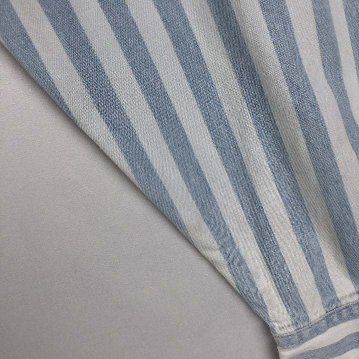 90'S GAP Old Gap Stripe Pattern Long-Sleeve Denim Shirt, Men's Size M (Equivalent) Vintage cotton Blue type light blue Vintage Second Hand