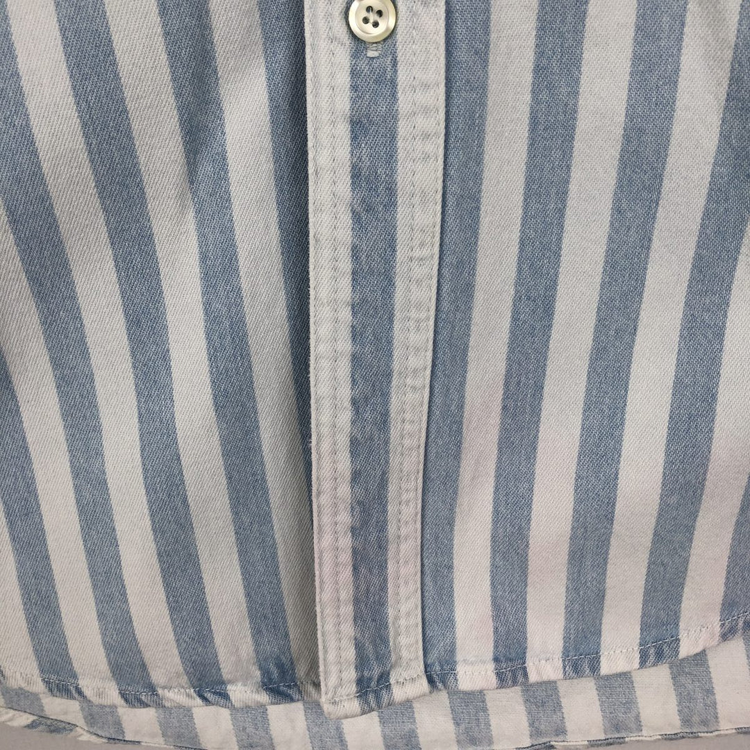 90'S GAP Old Gap Stripe Pattern Long-Sleeve Denim Shirt, Men's Size M (Equivalent) Vintage cotton Blue type light blue Vintage Second Hand
