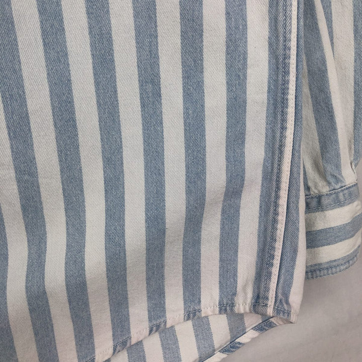 90'S GAP Old Gap Stripe Pattern Long-Sleeve Denim Shirt, Men's Size M (Equivalent) Vintage cotton Blue type light blue Vintage Second Hand
