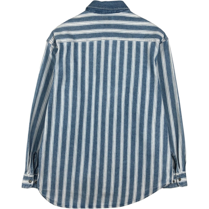 90s-00'S GAP DENIM Old GAP Stripe Pattern Long Sleeve Denim Shirt Men's Size L (Equivalent) Vintage cotton blue type Vintage Second Hand