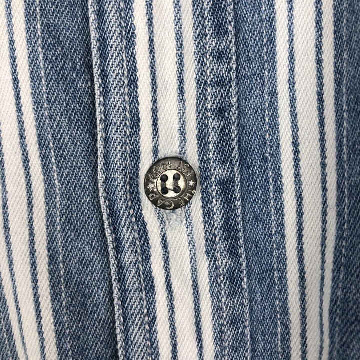 90s-00'S GAP DENIM Old GAP Stripe Pattern Long Sleeve Denim Shirt Men's Size L (Equivalent) Vintage cotton blue type Vintage Second Hand