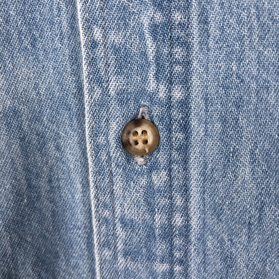 1990'S Woolrich Long-Sleeve Denim Shirt, Men's Size L (Equivalent), Vintage cotton Blue type light blue Vintage Second Hand