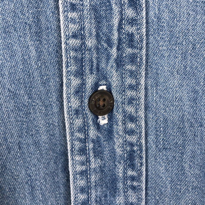 90'S LLBean Long Sleeve Button-Down Denim Shirt Made in Canada Men's Size L Vintage cotton blue type Vintage Second Hand