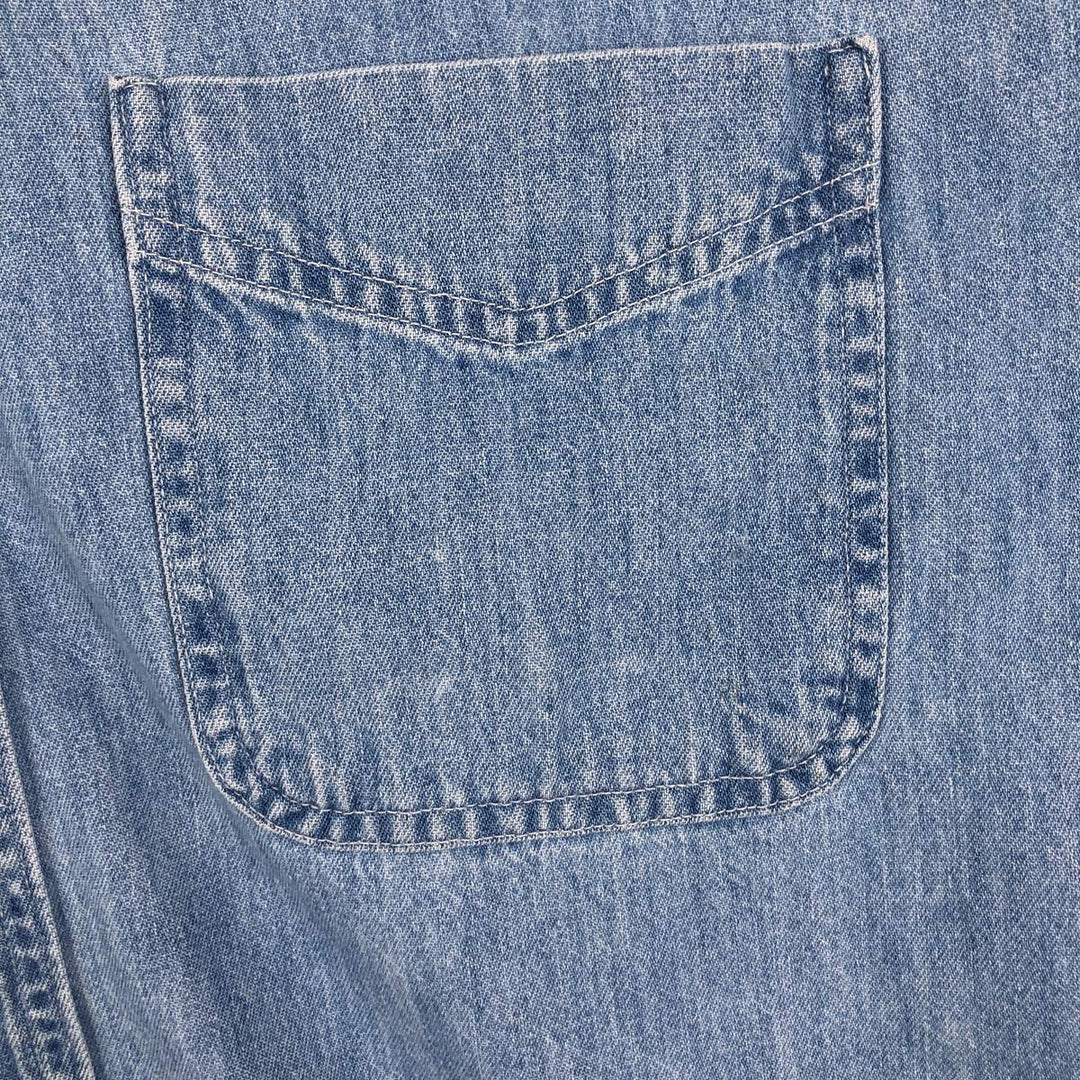 90'S LLBean Long Sleeve Button-Down Denim Shirt Made in Canada Men's Size L Vintage cotton blue type Vintage Second Hand