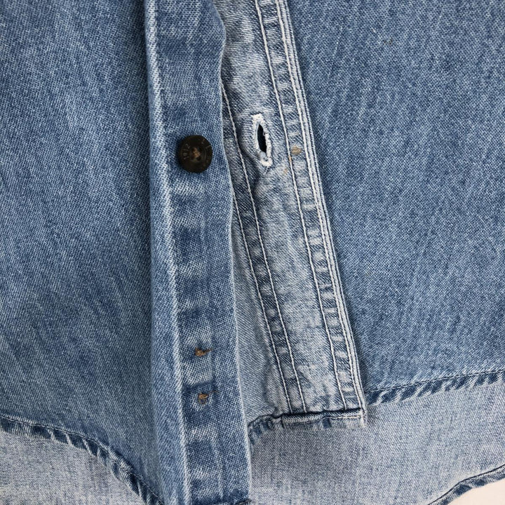 90'S LLBean Long Sleeve Button-Down Denim Shirt Made in Canada Men's Size L Vintage cotton blue type Vintage Second Hand