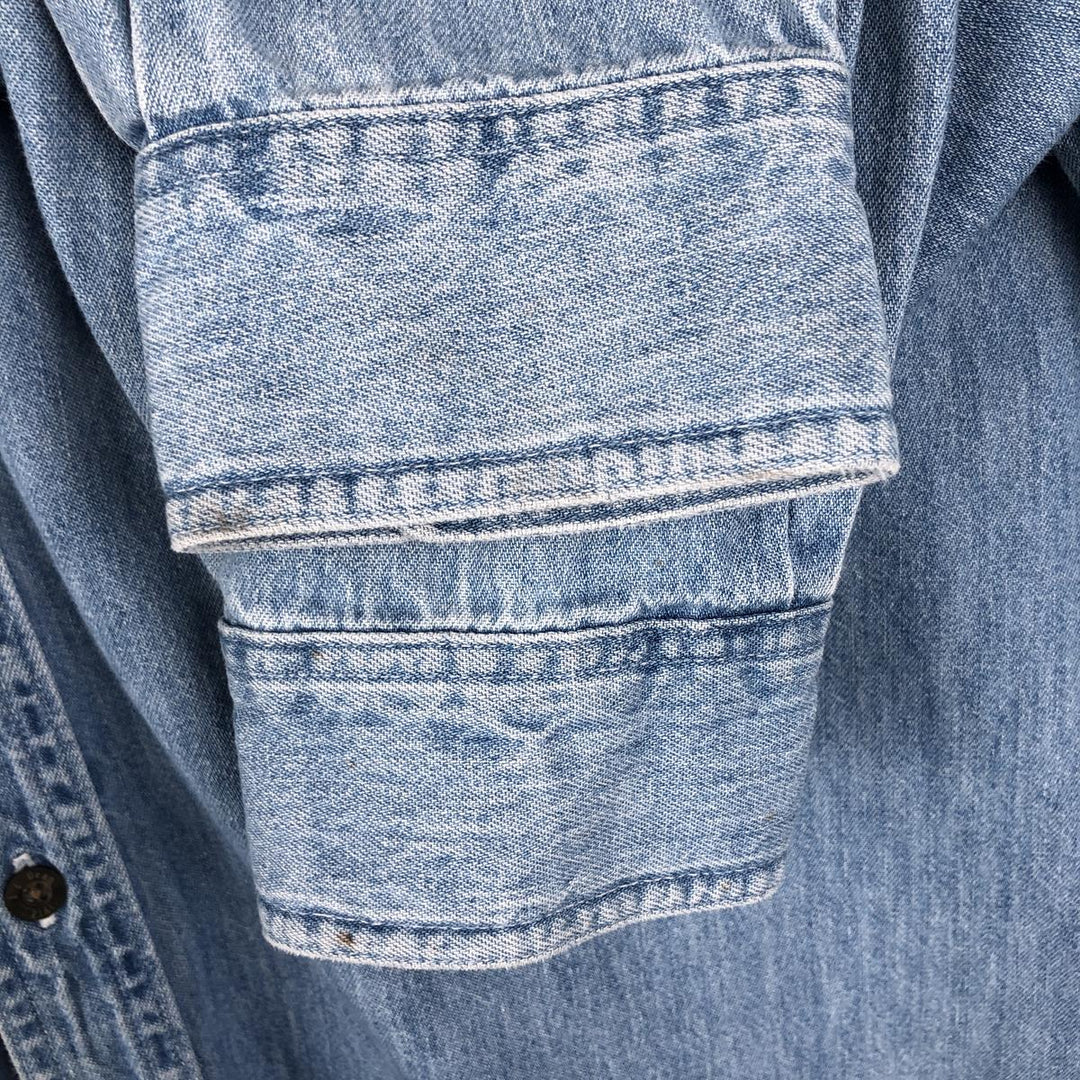 90'S LLBean Long Sleeve Button-Down Denim Shirt Made in Canada Men's Size L Vintage cotton blue type Vintage Second Hand