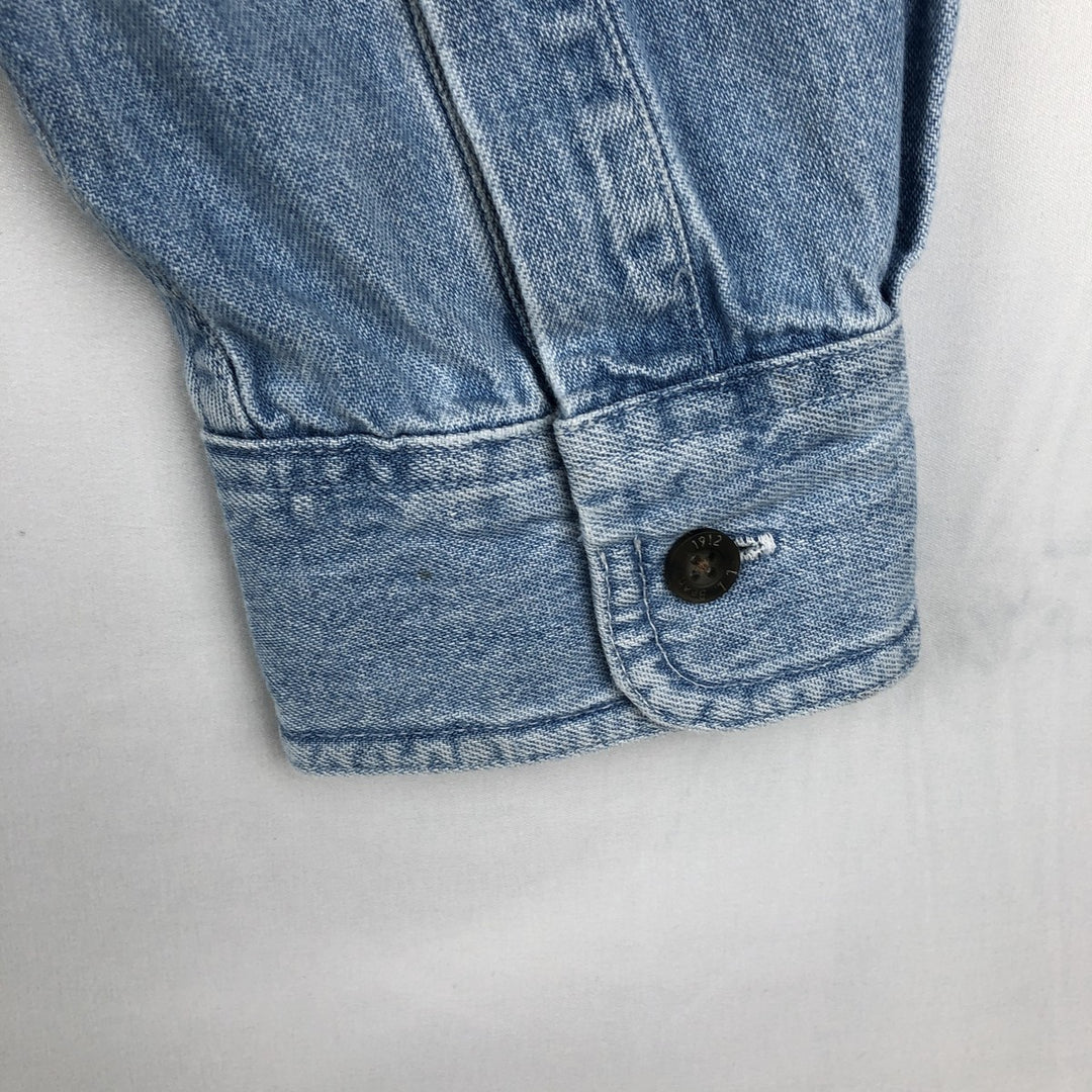 90'S LLBean Long Sleeve Button-Down Denim Shirt Made in Canada Men's Size L Vintage cotton blue type Vintage Second Hand
