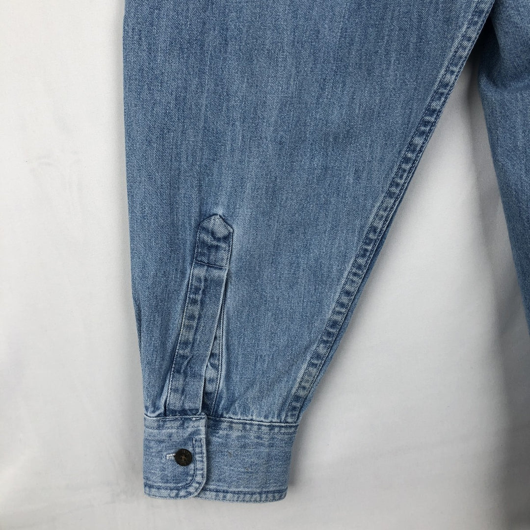 90'S LLBean Long Sleeve Button-Down Denim Shirt Made in Canada Men's Size L Vintage cotton blue type Vintage Second Hand