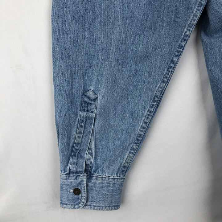 90'S LLBean Long Sleeve Button-Down Denim Shirt Made in Canada Men's Size L Vintage cotton blue type Vintage Second Hand