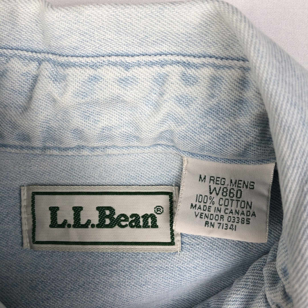 ~90'S LLBean Long-Sleeve Button-Down Denim Shirt, Made in Canada, Men's Size M (approx.), Vintage cotton Blue type light blue Vintage Second Hand