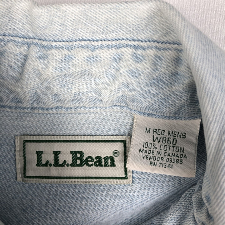 ~90'S LLBean Long-Sleeve Button-Down Denim Shirt, Made in Canada, Men's Size M (approx.), Vintage cotton Blue type light blue Vintage Second Hand