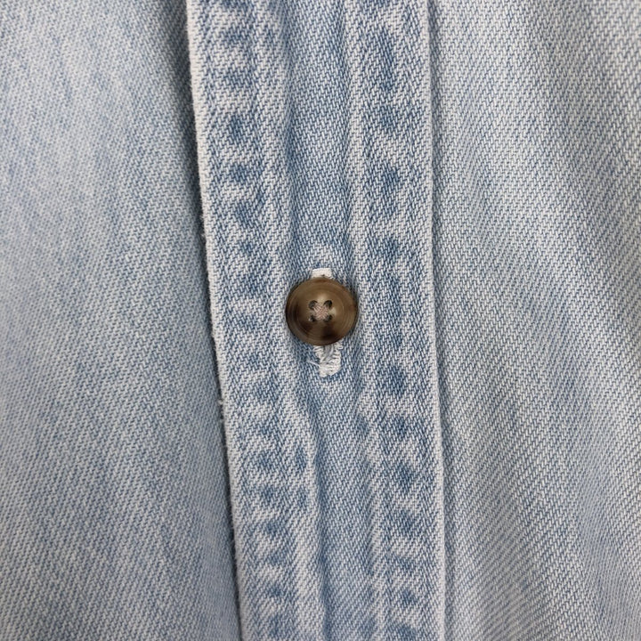 ~90'S LLBean Long-Sleeve Button-Down Denim Shirt, Made in Canada, Men's Size M (approx.), Vintage cotton Blue type light blue Vintage Second Hand