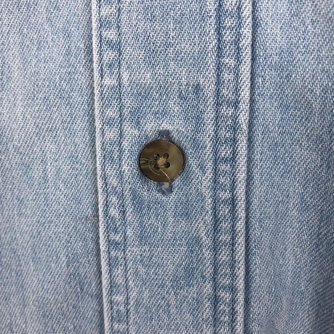 90s-00'S Woolrich long-sleeved button-down denim shirt, made in USA, men's size L (approx.) cotton blue type Vintage Second Hand