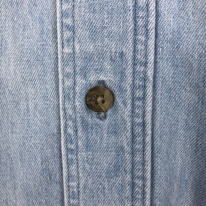 90s-00'S Woolrich long-sleeved button-down denim shirt, made in USA, men's size L (approx.) cotton blue type Vintage Second Hand