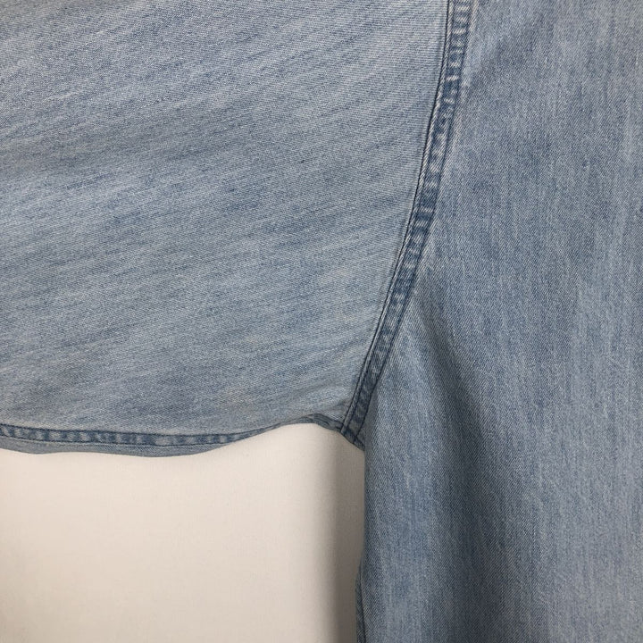 90s-00'S Woolrich long-sleeved button-down denim shirt, made in USA, men's size L (approx.) cotton blue type Vintage Second Hand