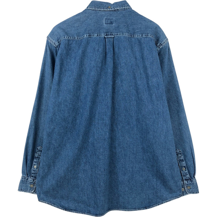 90s-00'S Calvin Klein Jeans Long-Sleeve Button-Down Denim Shirt, Men's Size M (Equivalent), Vintage cotton blue type Vintage Second Hand