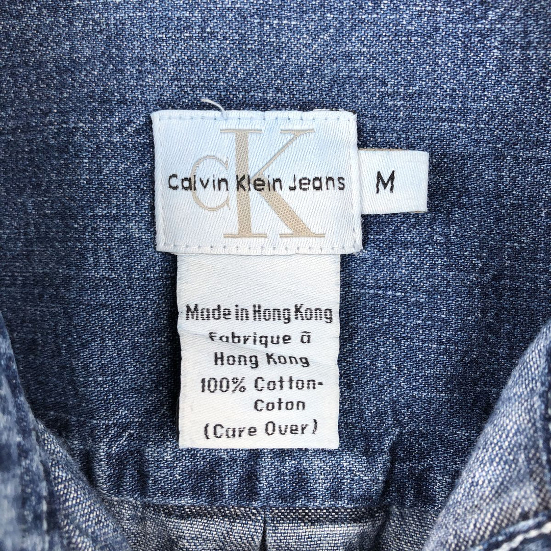 90s-00'S Calvin Klein Jeans Long-Sleeve Button-Down Denim Shirt, Men's Size M (Equivalent), Vintage cotton blue type Vintage Second Hand