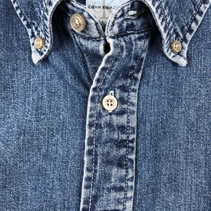 90s-00'S Calvin Klein Jeans Long-Sleeve Button-Down Denim Shirt, Men's Size M (Equivalent), Vintage cotton blue type Vintage Second Hand