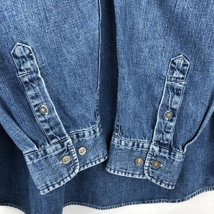 90s-00'S Calvin Klein Jeans Long-Sleeve Button-Down Denim Shirt, Men's Size M (Equivalent), Vintage cotton blue type Vintage Second Hand