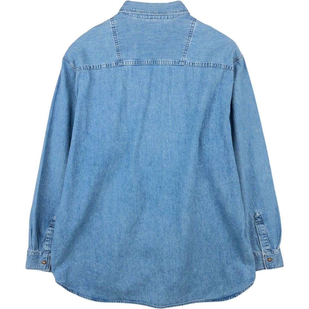 80s-90'S Guess Jeans Long-Sleeve Denim Shirt, Made in USA, Men's Size M (approx.), Vintage cotton blue type Vintage Second Hand