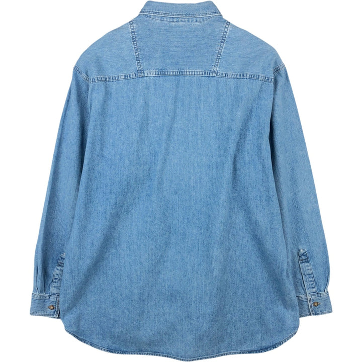 80s-90'S Guess Jeans Long-Sleeve Denim Shirt, Made in USA, Men's Size M (approx.), Vintage cotton blue type Vintage Second Hand
