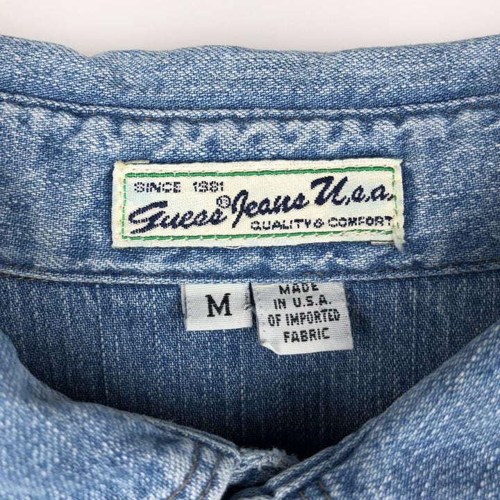 80s-90'S Guess Jeans Long-Sleeve Denim Shirt, Made in USA, Men's Size M (approx.), Vintage cotton blue type Vintage Second Hand