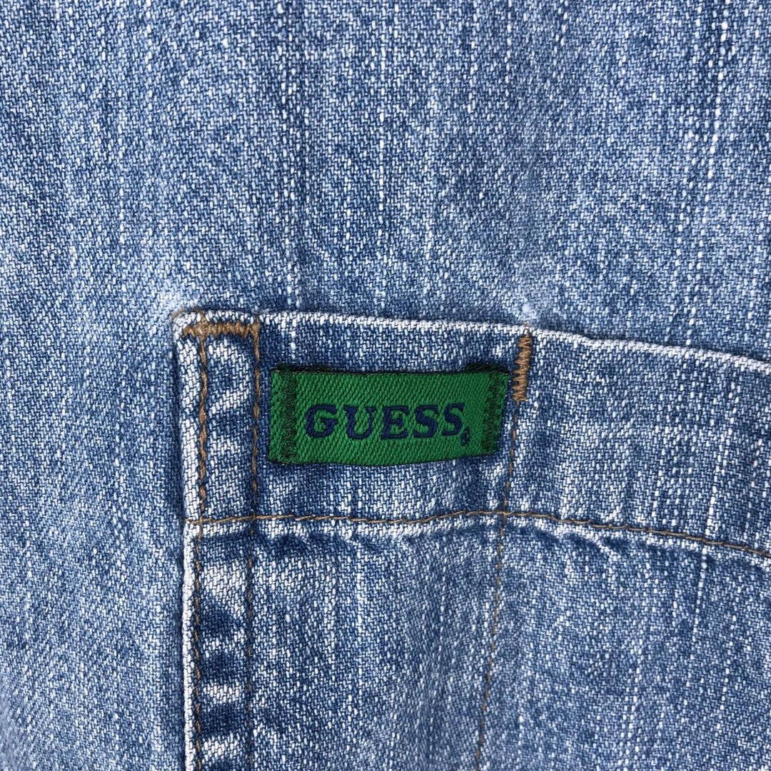 80s-90'S Guess Jeans Long-Sleeve Denim Shirt, Made in USA, Men's Size M (approx.), Vintage cotton blue type Vintage Second Hand