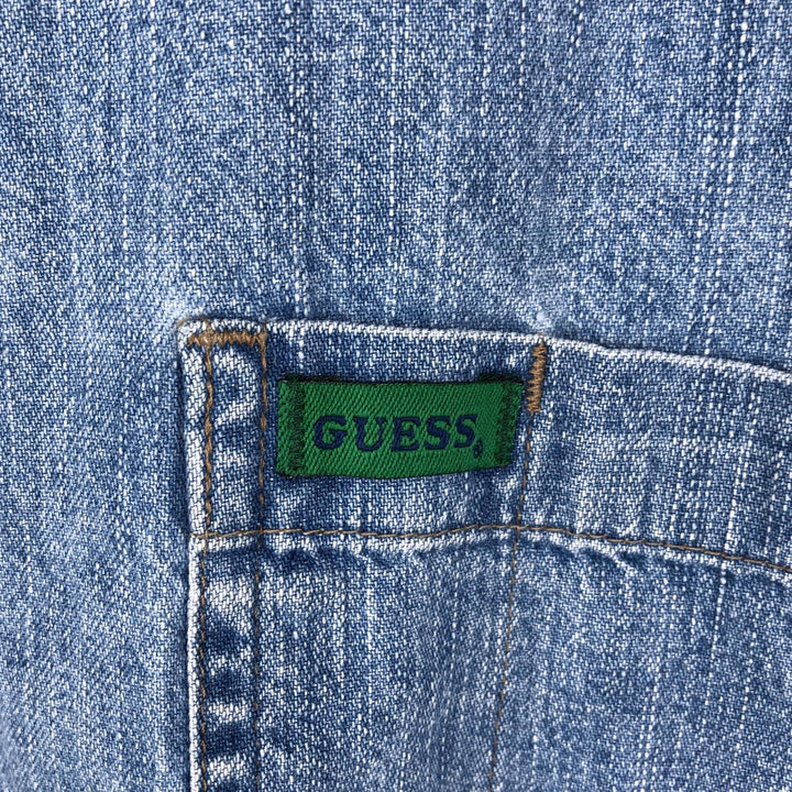 80s-90'S Guess Jeans Long-Sleeve Denim Shirt, Made in USA, Men's Size M (approx.), Vintage cotton blue type Vintage Second Hand