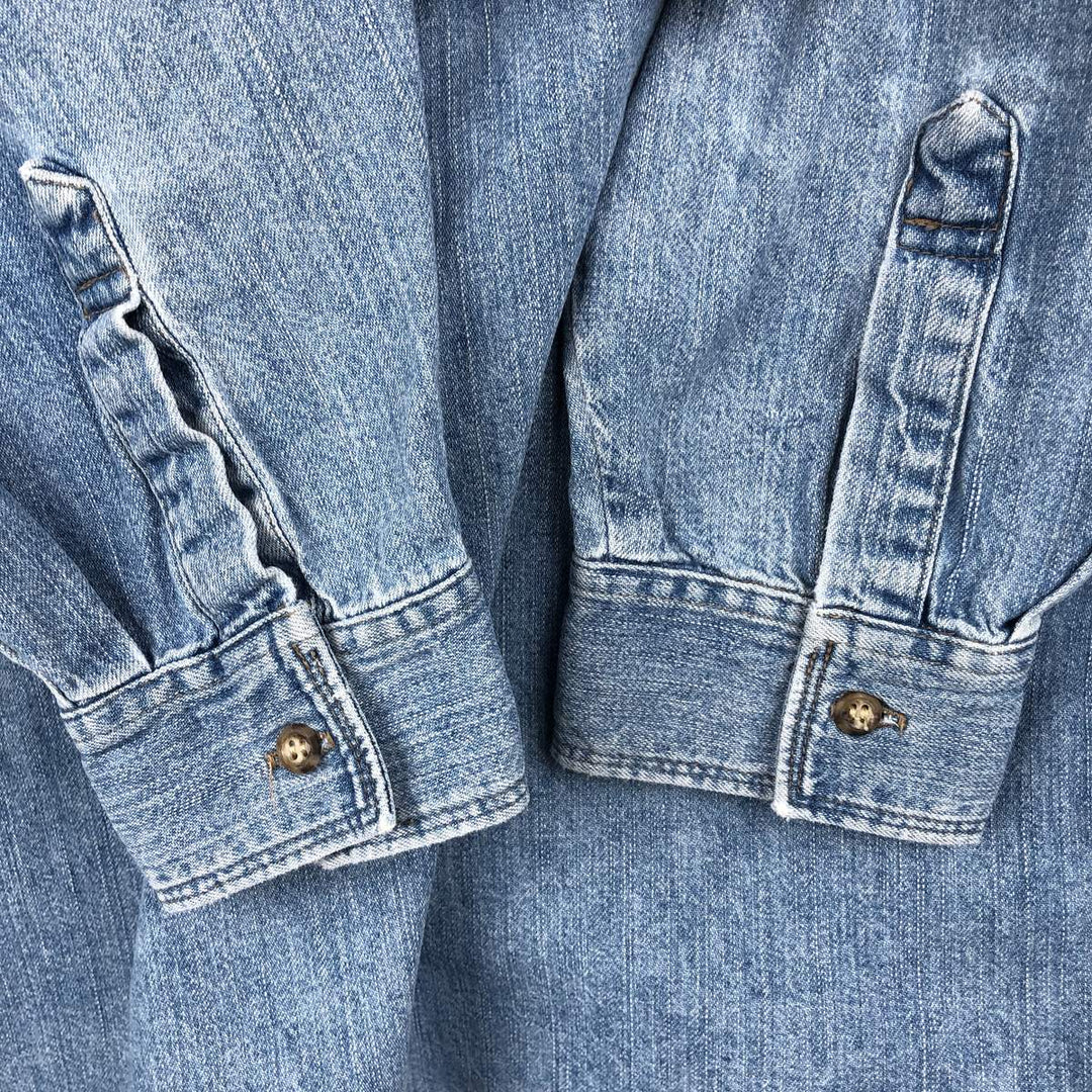 80s-90'S Guess Jeans Long-Sleeve Denim Shirt, Made in USA, Men's Size M (approx.), Vintage cotton blue type Vintage Second Hand