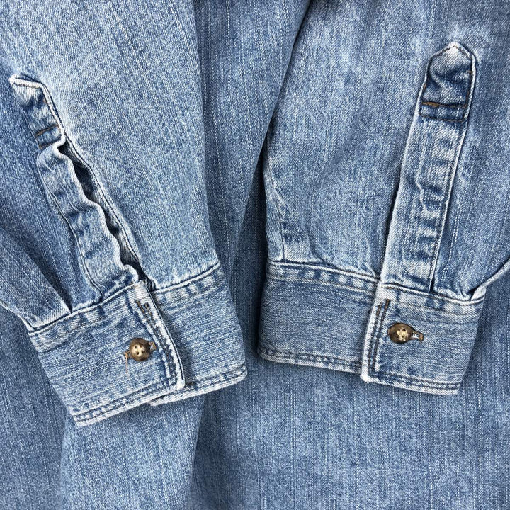 80s-90'S Guess Jeans Long-Sleeve Denim Shirt, Made in USA, Men's Size M (approx.), Vintage cotton blue type Vintage Second Hand