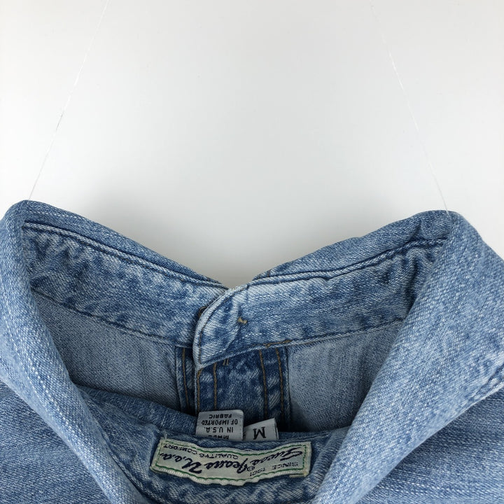 80s-90'S Guess Jeans Long-Sleeve Denim Shirt, Made in USA, Men's Size M (approx.), Vintage cotton blue type Vintage Second Hand