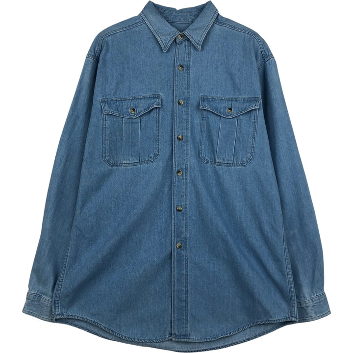 Vintage LLBean long-sleeved denim shirt from the 1990s, men's size M. cotton blue type Vintage Second Hand