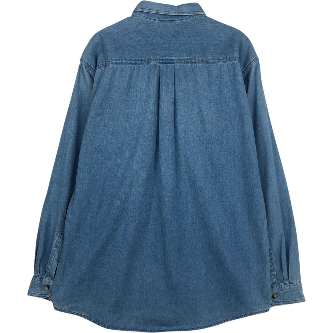 Vintage LLBean long-sleeved denim shirt from the 1990s, men's size M. cotton blue type Vintage Second Hand