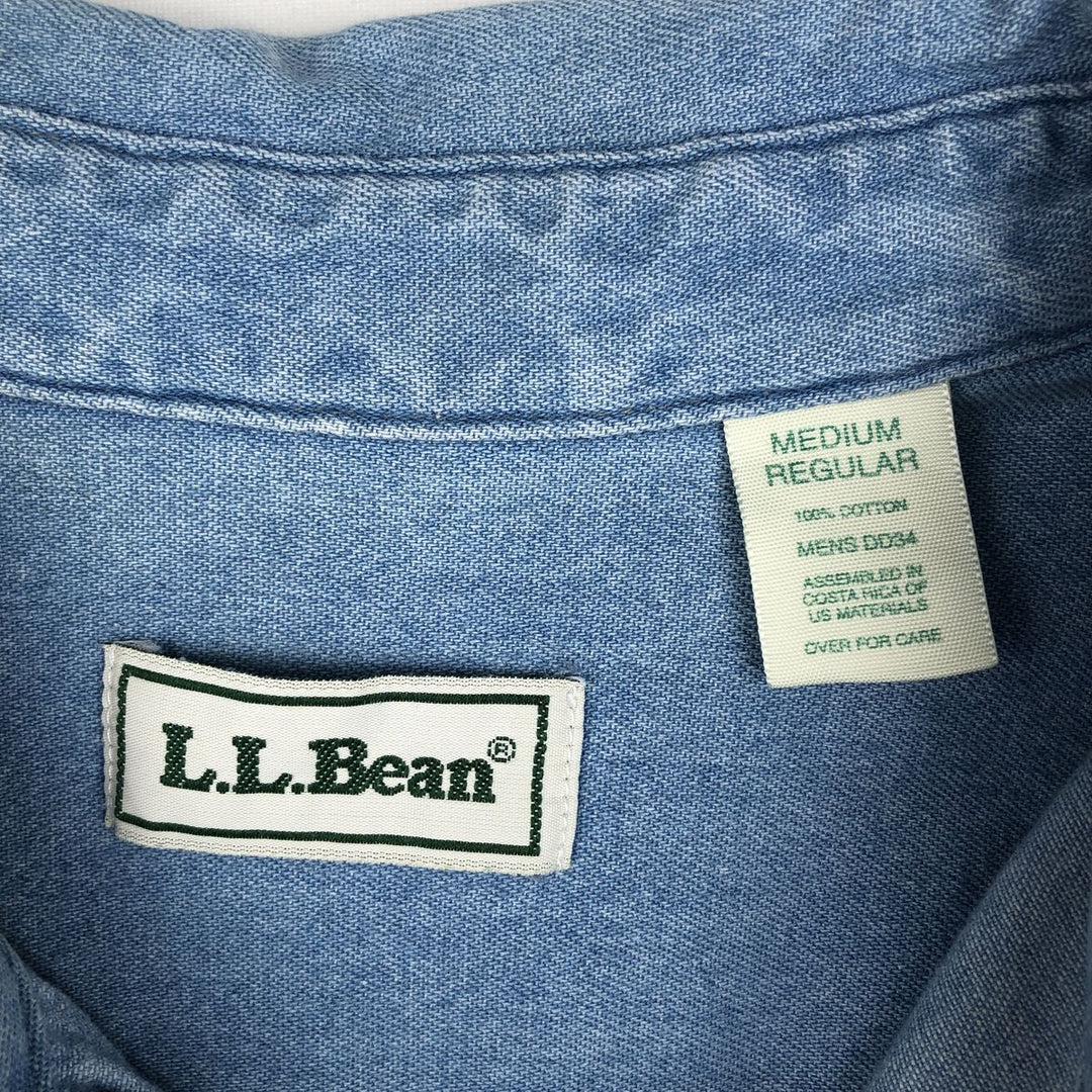 Vintage LLBean long-sleeved denim shirt from the 1990s, men's size M. cotton blue type Vintage Second Hand