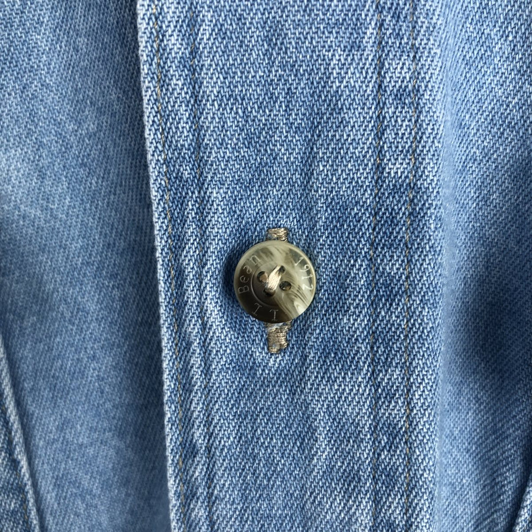 Vintage LLBean long-sleeved denim shirt from the 1990s, men's size M. cotton blue type Vintage Second Hand