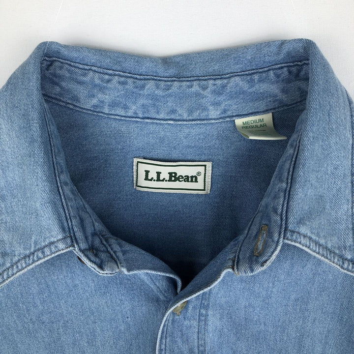 Vintage LLBean long-sleeved denim shirt from the 1990s, men's size M. cotton blue type Vintage Second Hand