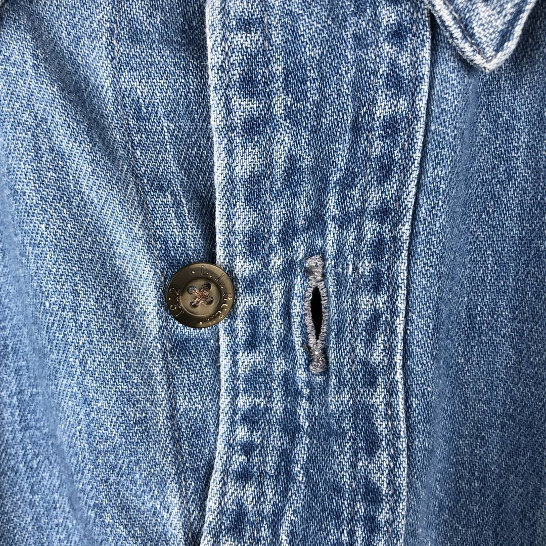 90'S LLBean Long-Sleeve Button-Down Denim Shirt, Men's Size XL (Equivalent), Vintage cotton blue type Vintage Second Hand