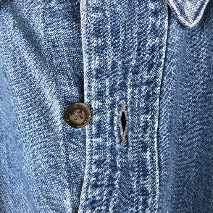 90'S LLBean Long-Sleeve Button-Down Denim Shirt, Men's Size XL (Equivalent), Vintage cotton blue type Vintage Second Hand