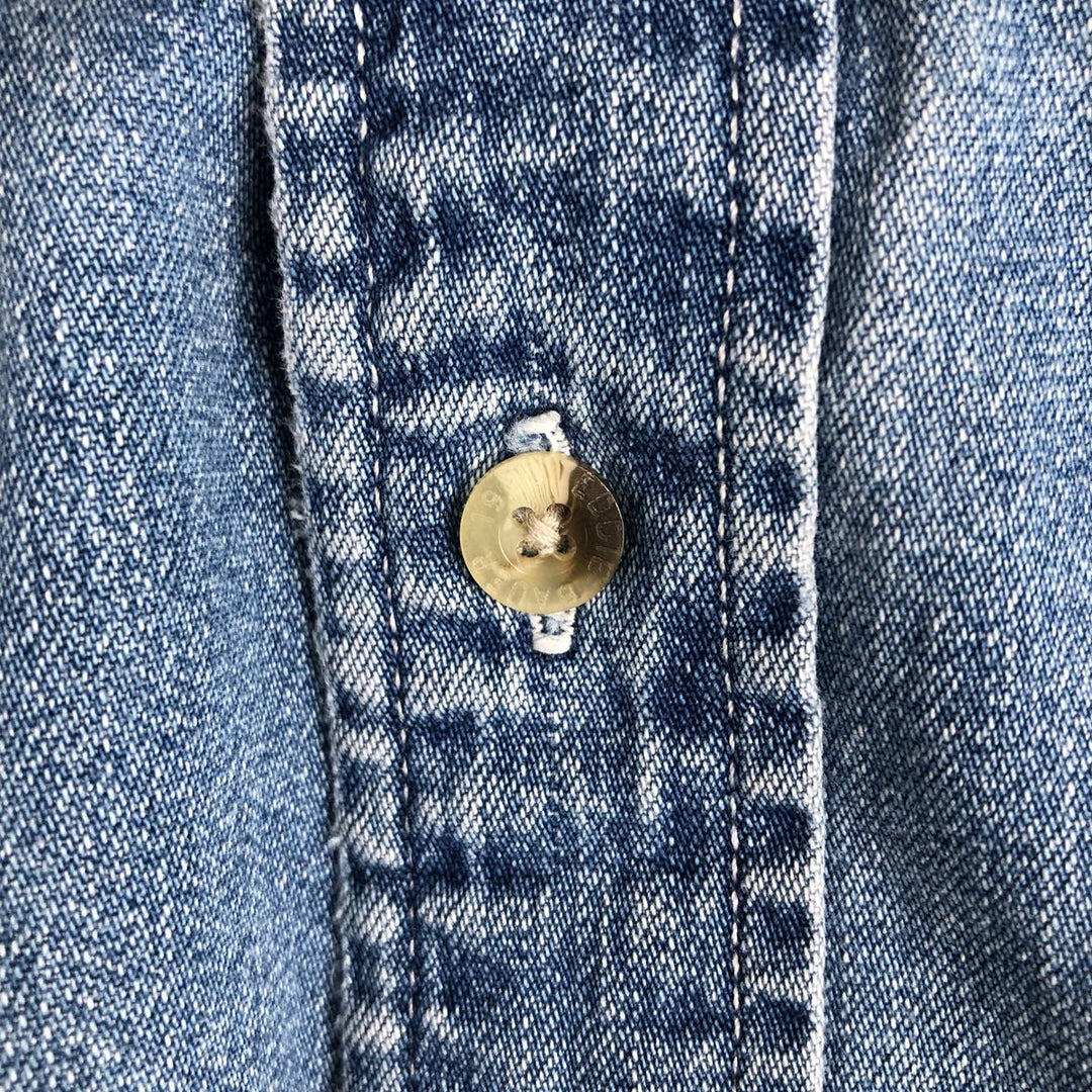 90s-00'S Eddie Bauer Long-Sleeve Button-Down Denim Shirt, Men's Size L (Equivalent), Vintage cotton blue type Vintage Second Hand