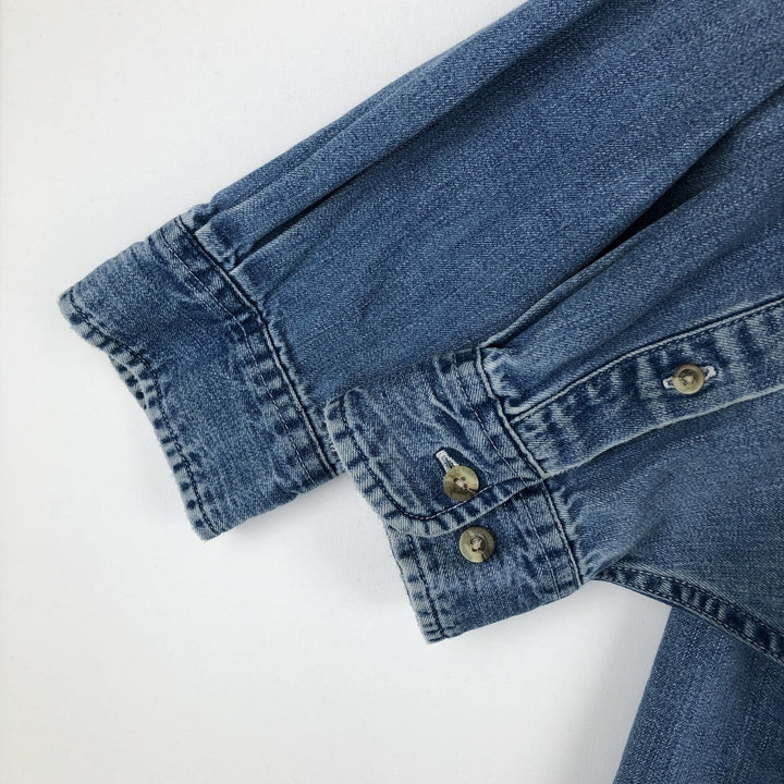 90s-00'S Eddie Bauer Long-Sleeve Button-Down Denim Shirt, Men's Size L (Equivalent), Vintage cotton blue type Vintage Second Hand