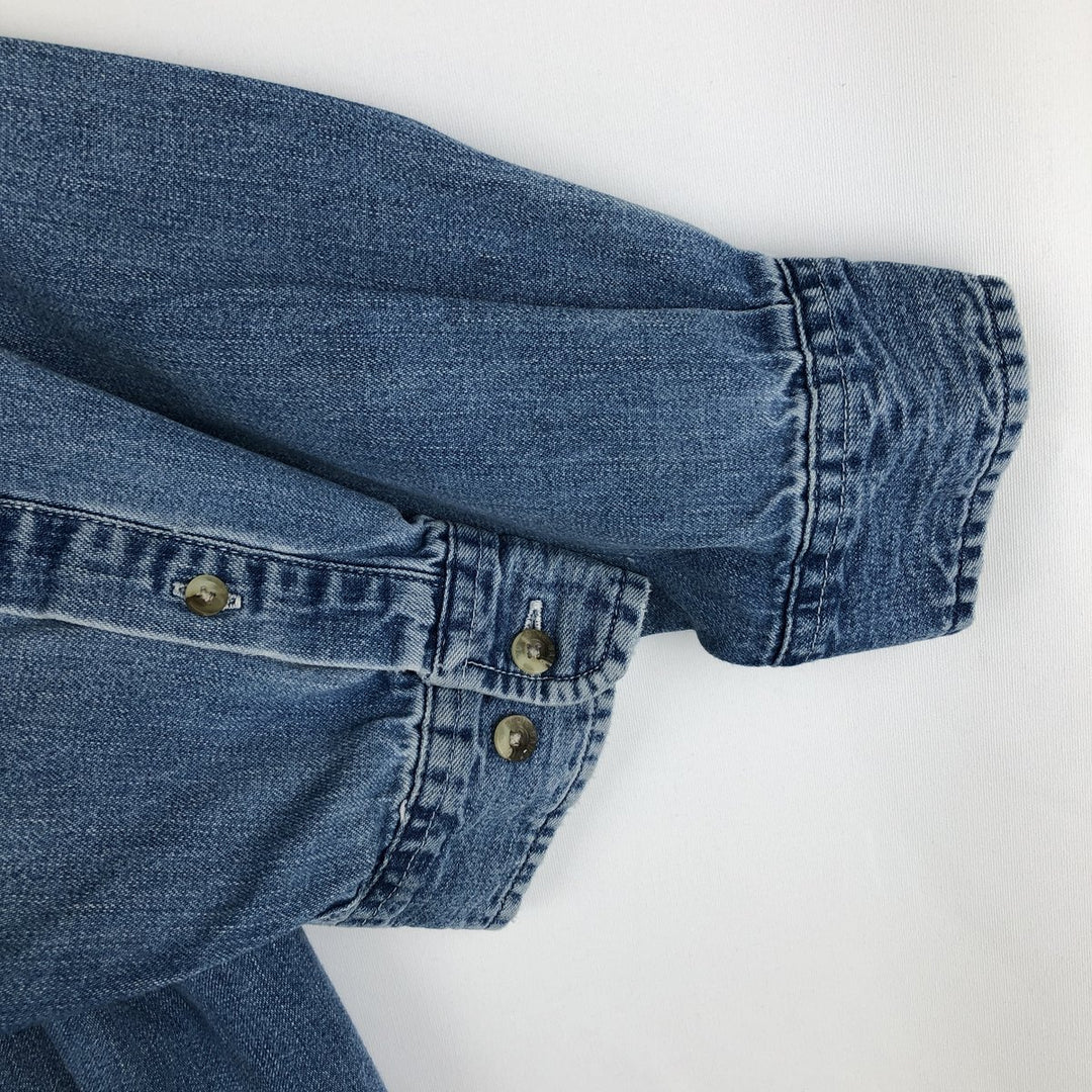90s-00'S Eddie Bauer Long-Sleeve Button-Down Denim Shirt, Men's Size L (Equivalent), Vintage cotton blue type Vintage Second Hand