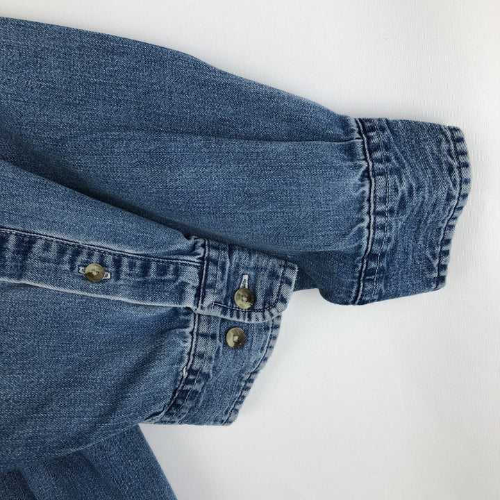 90s-00'S Eddie Bauer Long-Sleeve Button-Down Denim Shirt, Men's Size L (Equivalent), Vintage cotton blue type Vintage Second Hand